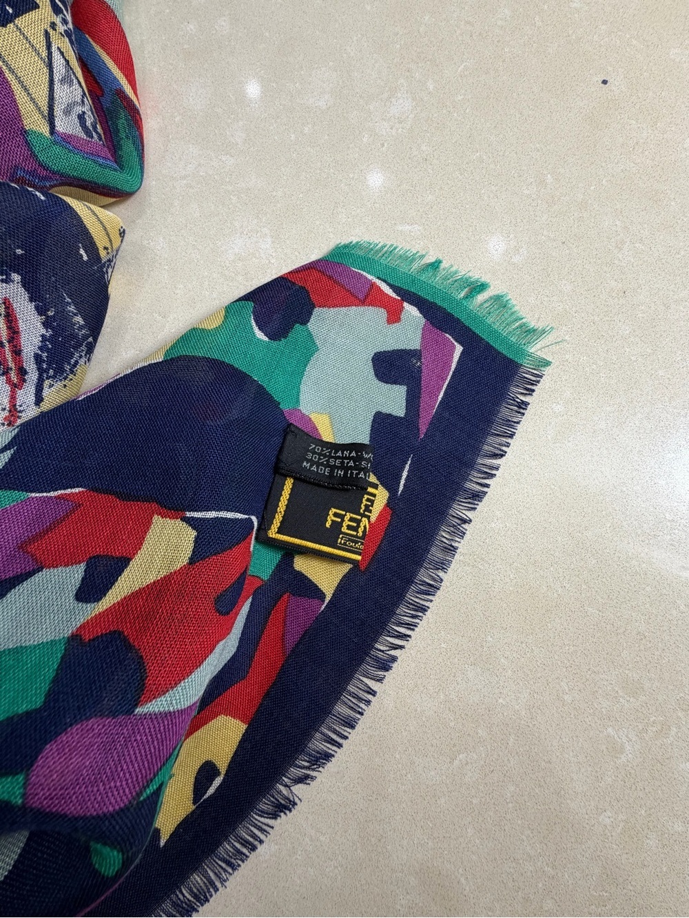 Fendi Scarf Shawl Colorful Foulard Scarf Wrap ShawlVintage Archival Y2K 1990s - Picture 9 of 10